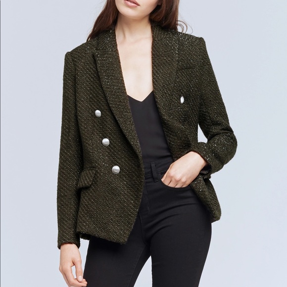 L’AGENCE Kenzie Double Breasted Tweed Shimmer Blazer - Picture 7 of 10